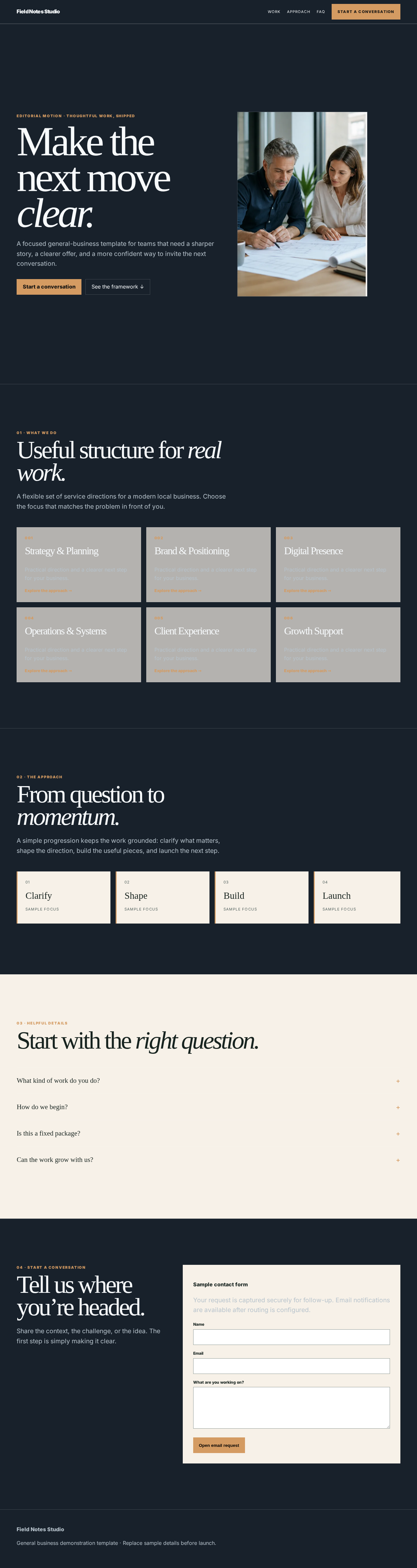 General Business T2 Field Notes Studio preview screenshot