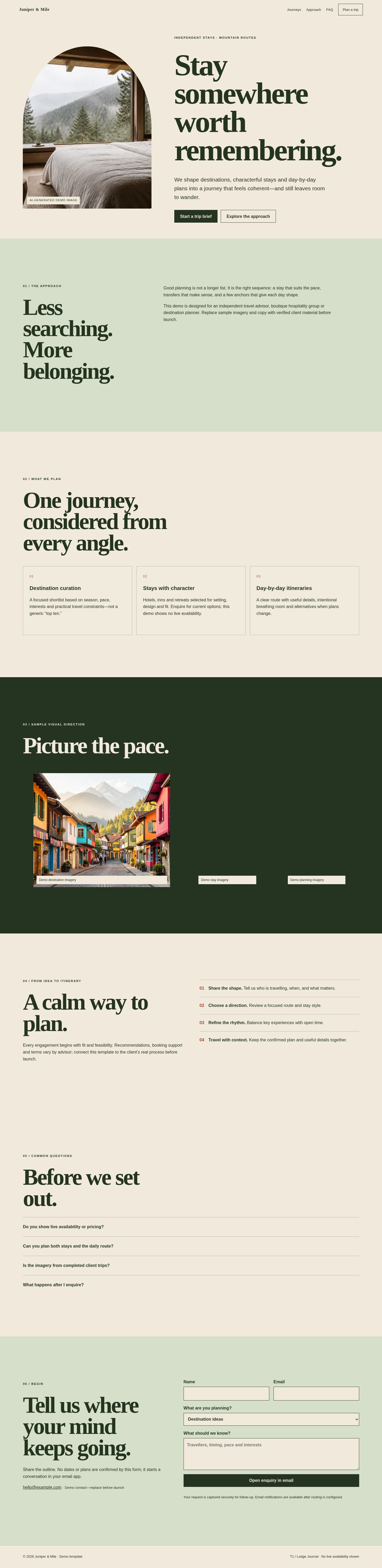 Travel / Hospitality T1 Juniper & Mile preview screenshot